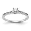 14K White Gold Solitaire Pave Diamond Wedding Ring