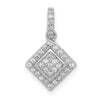 14k White Gold Square Cluster Diamond Pendant