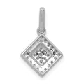 14k White Gold Square Cluster Diamond Pendant by Fine Color Jewels