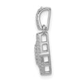 14k White Gold Square Cluster Diamond Pendant by Fine Color Jewels