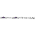 14k White Gold Unisex Oval Amethyst Heart 7 inch Bracelet by Fine Color Jewels