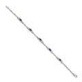 14k White Gold Unisex Oval Amethyst Heart 7 inch Bracelet by Fine Color Jewels