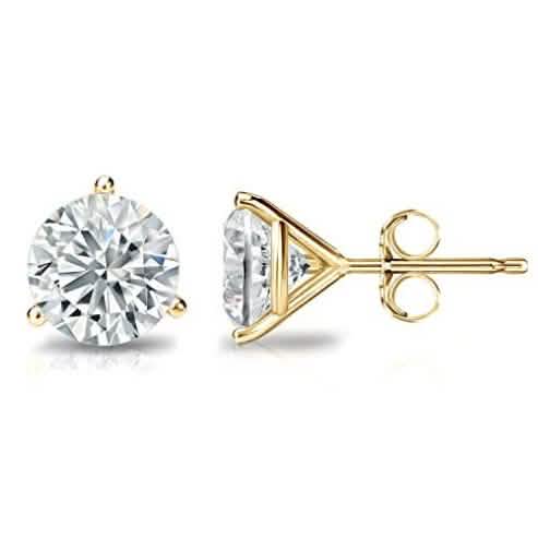 14K Yellow Gold 8mm Round Cut Crystal Studs by DailySale