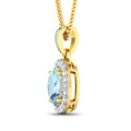 14K Yellow Gold Aquamarine Diamond Pendant by Fine Color Jewels