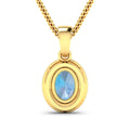 14K Yellow Gold Aquamarine Diamond Pendant by Fine Color Jewels