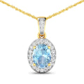 14K Yellow Gold Aquamarine Diamond Pendant by Fine Color Jewels