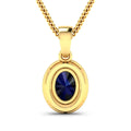14K Yellow Gold Blue Sapphire Diamond Pendant by Fine Color Jewels