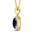 14K Yellow Gold Blue Sapphire Diamond Pendant by Fine Color Jewels