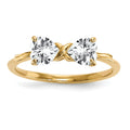 14k Yellow Gold Bow Dual Heart Birthstone Ring by Fine Color Jewels