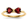 14k Yellow Gold Bow Dual Heart Birthstone Ring