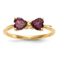 14k Yellow Gold Bow Dual Heart Birthstone Ring by Fine Color Jewels