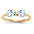 14k Yellow Gold Bow Dual Heart Birthstone Ring by Fine Color Jewels