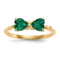 14k Yellow Gold Bow Dual Heart Birthstone Ring by Fine Color Jewels
