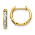 14k Yellow Gold Diamond Hinged Hoop Earrings by Fine Color Jewels