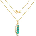 14K Yellow Gold Emerald Necklace With Diamond by Fine Color Jewels