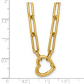 14K Yellow Gold Heart Pendant Necklace with Paperclip Chain by Fine Color Jewels
