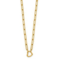 14K Yellow Gold Heart Pendant Necklace with Paperclip Chain by Fine Color Jewels