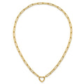 14K Yellow Gold Heart Pendant Necklace with Paperclip Chain by Fine Color Jewels