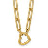 14K Yellow Gold Heart Pendant Necklace with Paperclip Chain