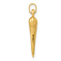 14k Yellow Gold Hollow 3-D Italian Horn Charm Pendant by Fine Color Jewels