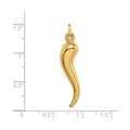 14k Yellow Gold Hollow 3-D Italian Horn Charm Pendant by Fine Color Jewels