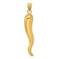 14k Yellow Gold Hollow 3-D Italian Horn Pendant by Fine Color Jewels