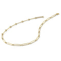 14K Yellow Gold Hollow Paperclip Link Necklace 18 inch by Fine Color Jewels