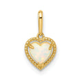 14k Yellow Gold Lab Created Opal Heart Pendant by Fine Color Jewels