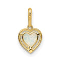 14k Yellow Gold Lab Created Opal Heart Pendant by Fine Color Jewels