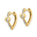14K Yellow Gold Lab Grown Diamond Heart Hinged Hoop Earrings by Fine Color Jewels