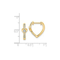 14K Yellow Gold Lab Grown Diamond Heart Hinged Hoop Earrings by Fine Color Jewels