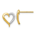 14k Yellow Gold Lab Grown Diamond Open Heart Stud Earrings by Fine Color Jewels