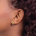 14k Yellow Gold Lab Grown Diamond Open Heart Stud Earrings by Fine Color Jewels