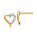 14k Yellow Gold Lab Grown Diamond Open Heart Stud Earrings by Fine Color Jewels