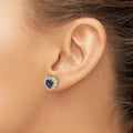 14K Yellow Gold Lab Grown Diamond & Sapphire Halo Heart Stud Earrings 1.33 Ct by Fine Color Jewels