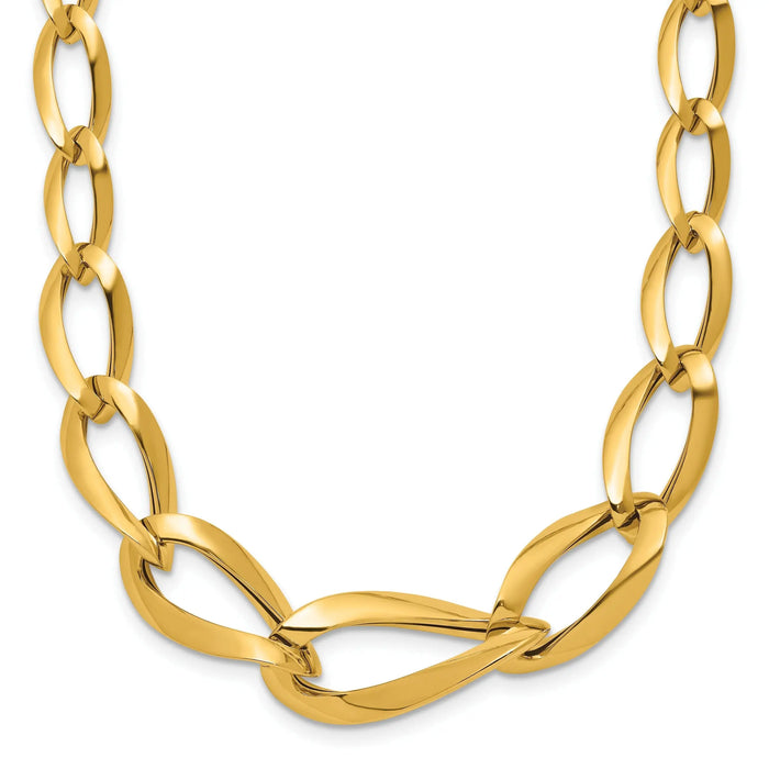 14K Yellow Gold Link Chain Necklace by Fine Color Jewels