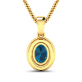 14K Yellow Gold London Blue Topaz Pendant with Diamonds by Fine Color Jewels