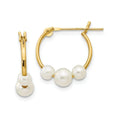 14K Yellow Gold Madi Pearl Hoop Earrings by Fine Color Jewels