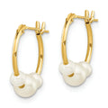 14K Yellow Gold Madi Pearl Hoop Earrings by Fine Color Jewels