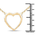 14K Yellow Gold Over Silver Heart Pendant Cable Chain Necklace by Fine Color Jewels