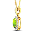 14K Yellow Gold Peridot Pendant with White Diamonds by Fine Color Jewels
