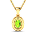 14K Yellow Gold Peridot Pendant with White Diamonds by Fine Color Jewels