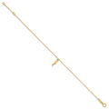 14K Yellow Gold Single Italian Horn Dangle with Spring Ring Clasp Charm Bracelet by Fine Color Jewels