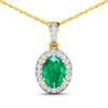 14K Yellow Gold Zambian Emerald Diamond Pendant