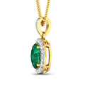 14K Yellow Gold Zambian Emerald Diamond Pendant by Fine Color Jewels