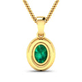14K Yellow Gold Zambian Emerald Diamond Pendant by Fine Color Jewels