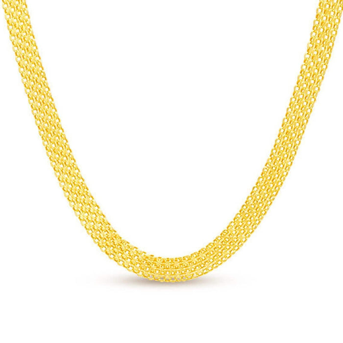 14K Yellow Solid Gold Round Bismark Chain Necklace 6MM by DailySale