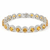 15.1 Ct Round Yellow Citrine Prong Silver Halo Tennis Bracelet