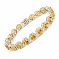15.1 Ct Round Yellow Citrine Prong Silver Halo Tennis Bracelet by Fine Color Jewels