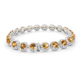 15.1 Ct Round Yellow Citrine Prong Silver Halo Tennis Bracelet by Fine Color Jewels